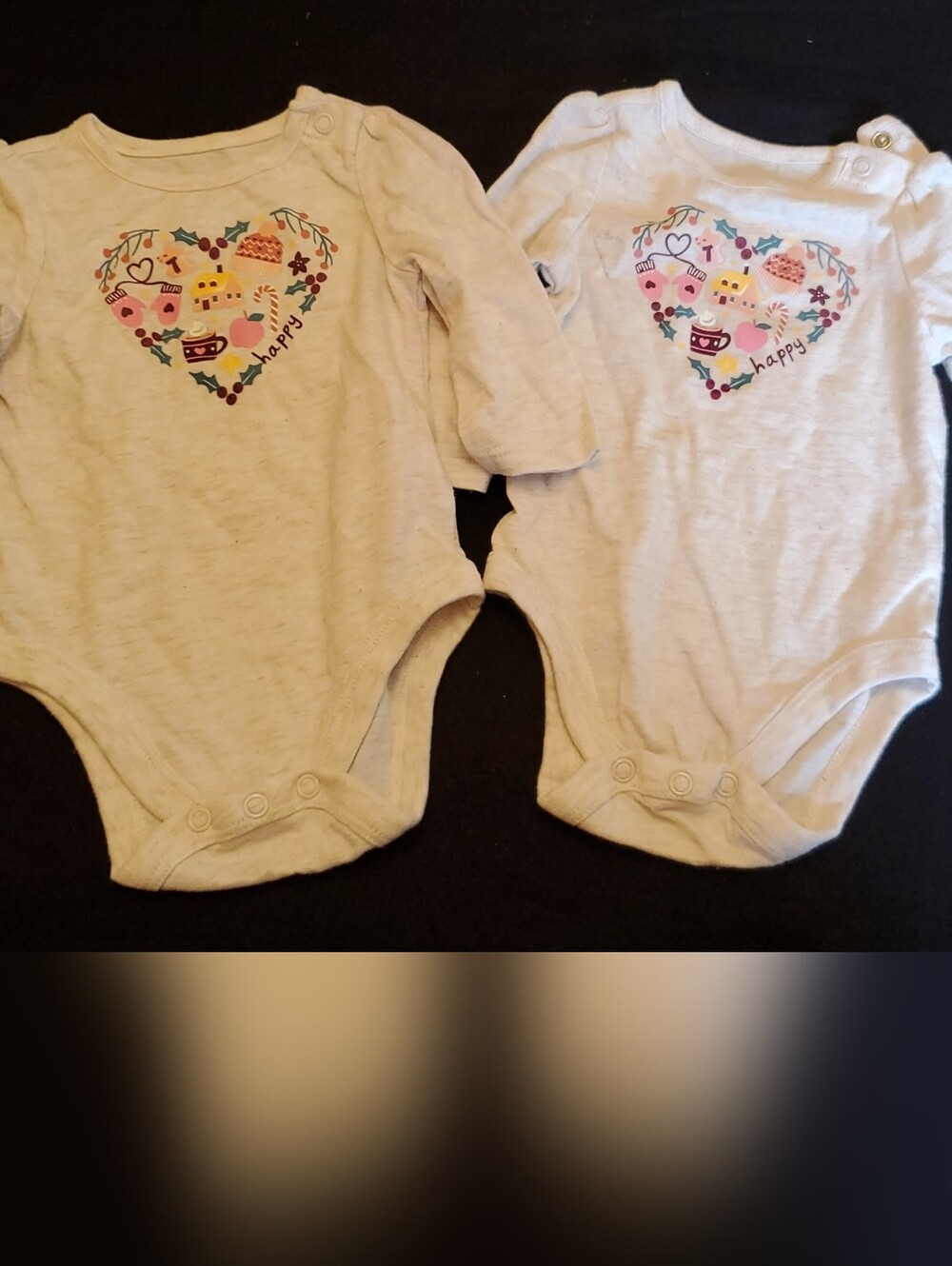 Two Garanimals Long-Sleeve Bodysuits with Holiday Heart Graphic
